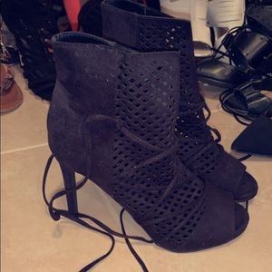 Lace up bootie heels, new never worn